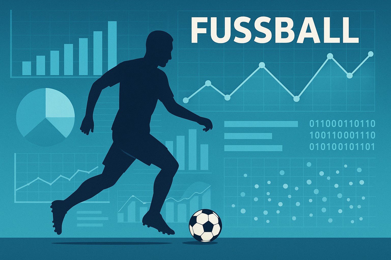 Abstraktes Fußball-Analytics-Dashboard im Dark Theme, 4:3